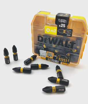 DEWALT DT70555T 25mm PH2 Impact Schroefbits Set (25 Stuks) met Magnetische Grip en Tough Case
