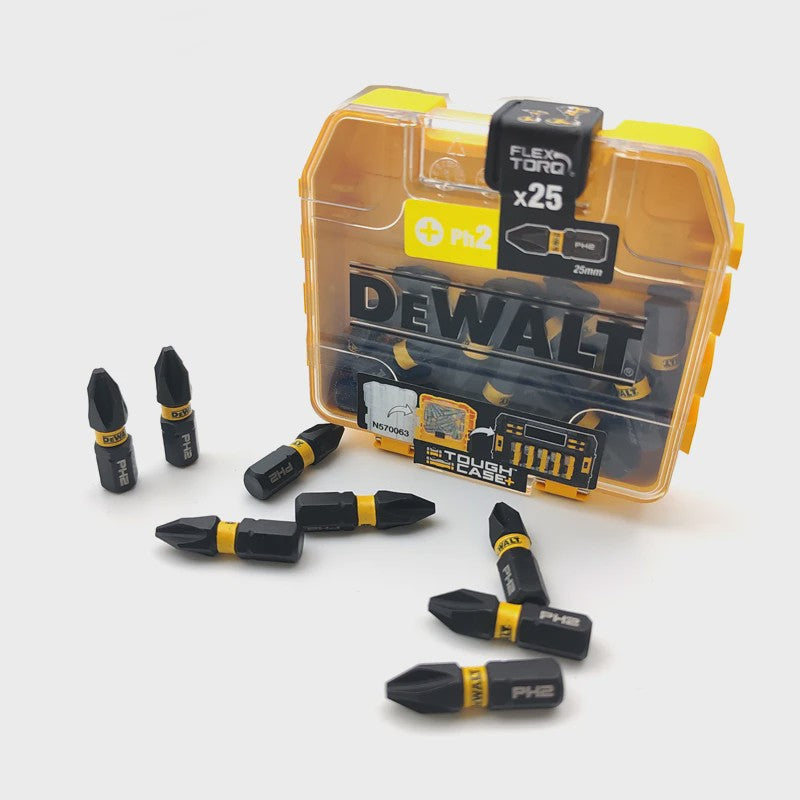 DEWALT DT70555T 25mm PH2 Impact Schroefbits Set (25 Stuks) met Magnetische Grip en Tough Case