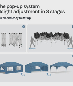WOLTU Partytent 3x6m Groen - Waterdicht, UV-bestendig met 6 Zijwanden & Verstelbare Hoogte