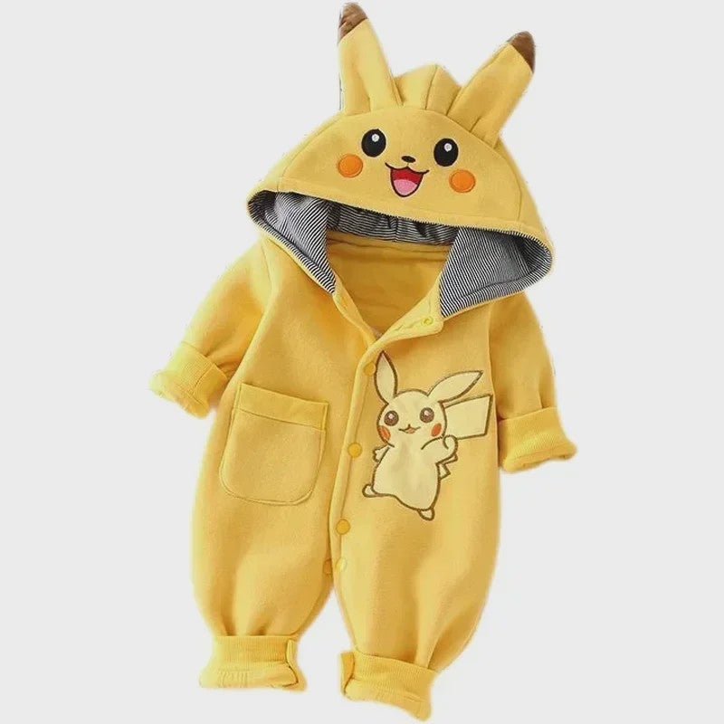 Schattige Pikachu Pyjama Romper voor Baby's en Peuters - Warm & Comfortabel