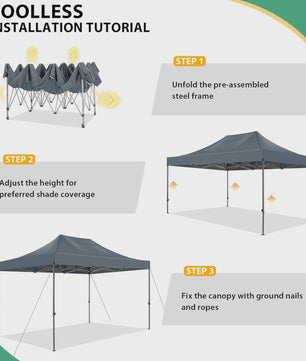 3x4.5m Pop-Up Partytent met 4 Zijpanelen - Waterdicht & UV-beschermend