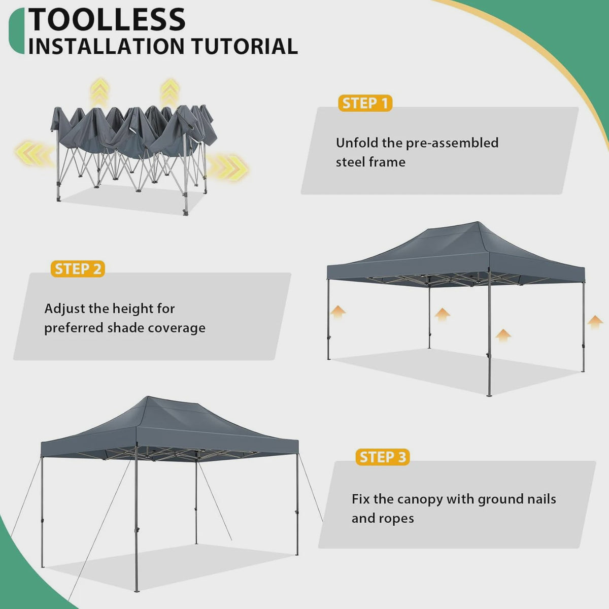 3x4.5m Pop-Up Partytent met 4 Zijpanelen - Waterdicht & UV-beschermend