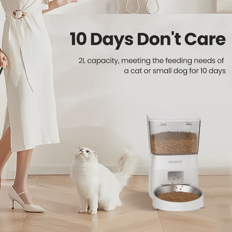 ROJECO Automatische Hond & Kat Voerbak met WIFI Bediening - 2L Capaciteit