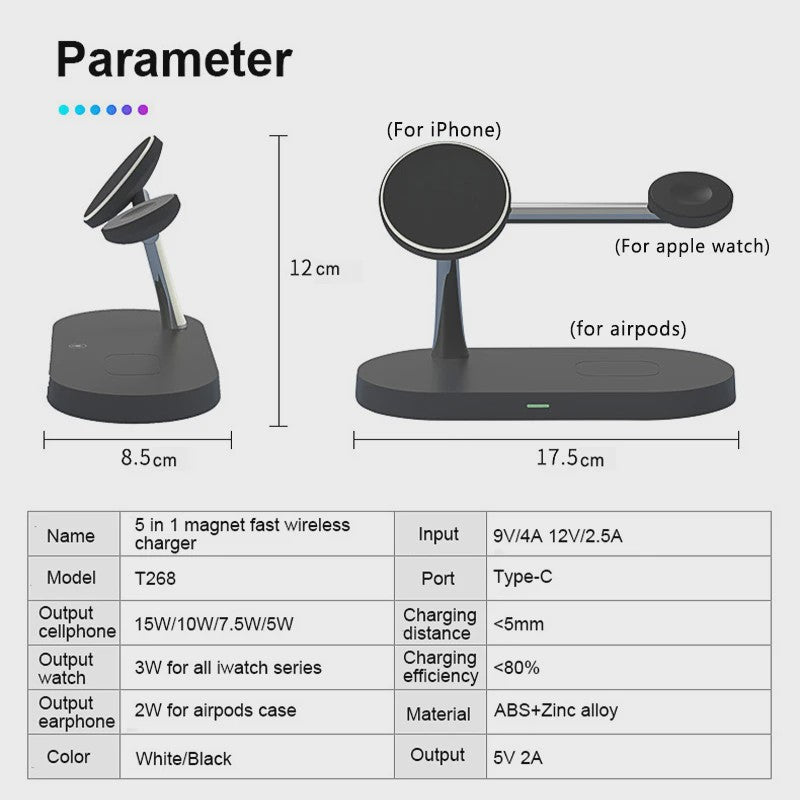 3-in-1 Draadloze Oplaadstandaard voor iPhone, Apple Watch & AirPods - Snel & Netjes