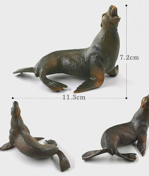 Miniatuur Zeedieren Figuren Set: Orka, Haai, Walrus, Zeeleeuw, Schildpad & Dolfijn