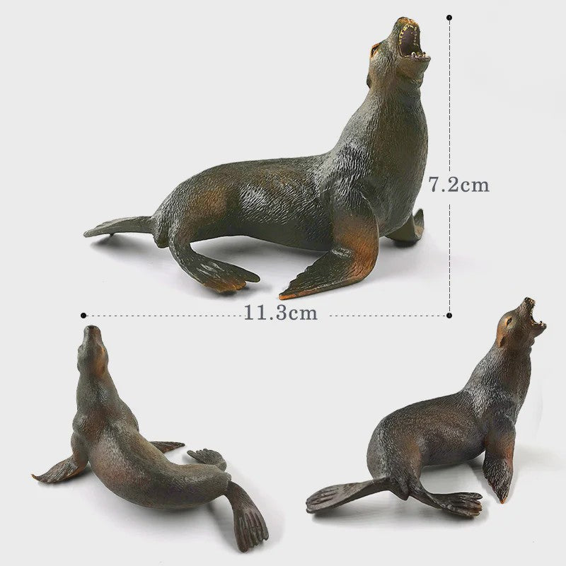 Miniatuur Zeedieren Figuren Set: Orka, Haai, Walrus, Zeeleeuw, Schildpad & Dolfijn