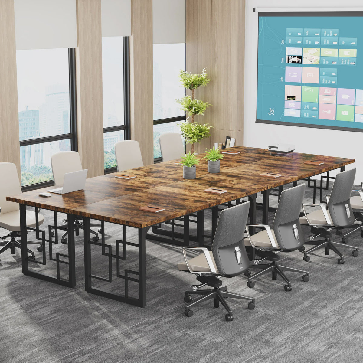 Tribesigns Bureau 160cm - Industrieel Hout & Zwart Metaal - Ruim Werkbureau