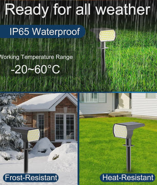 Solar Tuinspots Buiten - 74 LED, 3 Kleuren, IP65 Waterdicht, 2-in-1 Grondspots voor Tuin, Pad & Oprit