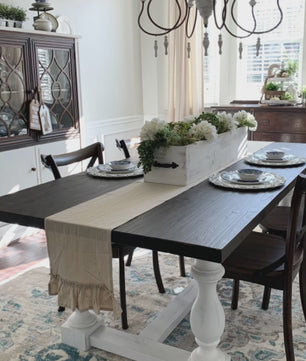 Romantische Katoenen Tafelrunner met Ruches - Perfect voor Feesten, Bruiloften en Decoratie