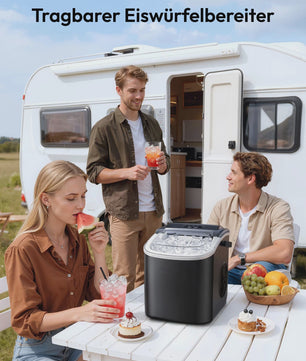 Compacte IJsblokjesmachine: 12kg/24u, Snel ijs in 6 min, Zelfreinigend, Draagbaar, Stil & RVS Look