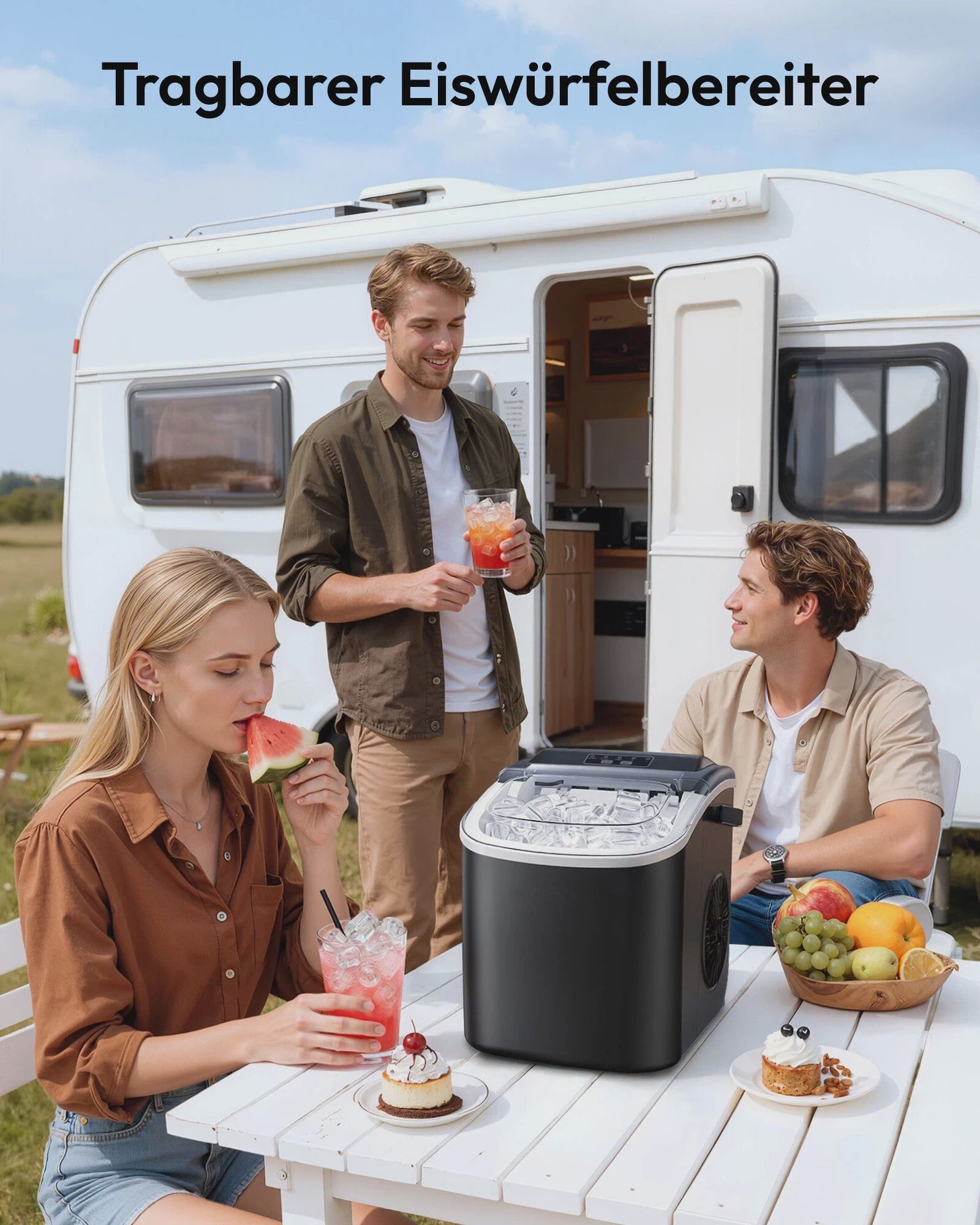 Compacte IJsblokjesmachine: 12kg/24u, Snel ijs in 6 min, Zelfreinigend, Draagbaar, Stil & RVS Look