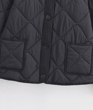 Dames Korte Gewatteerde Jas met Ronde Hals - Stijlvolle Herfst/Winter Casual Jas