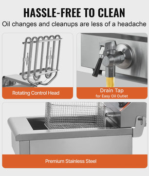 Dubbele Professionele Frituurpan 2x11L RVS met Olieafvoer & Filtratie