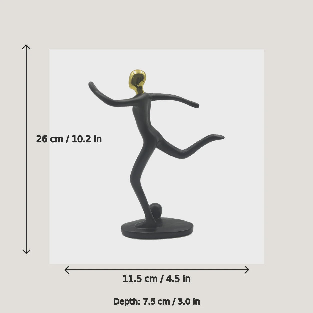 Moderne Mens Sculptuur met Gouden Hoofd - Decoratieve Figuur voor Huis en Bureau