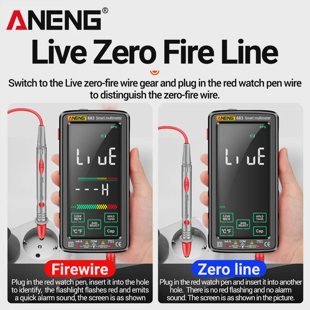ANENG 683 Slimme Touchscreen Multimeter - Oplaadbaar, 6000 Counts, AC/DC