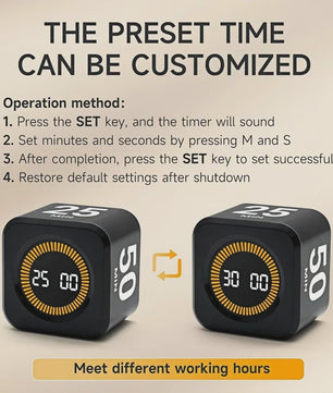 Slimme Timer Kubus met Zwaartekracht Sensor - Visuele Tijdmanagement Tool met LED Scherm