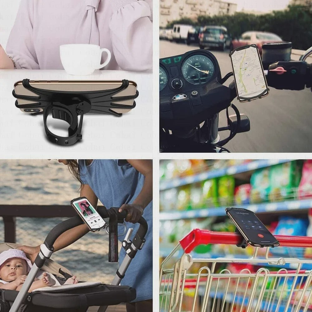 Universele Siliconen Telefoonhouder voor Fiets, Motor & Kinderwagen - Verstelbaar & Antislip