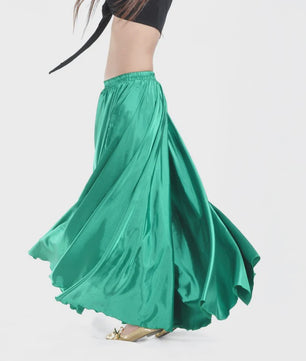 Glanzende Satijnen Lange Dansrok - Swing & Buikdans - 14 Kleuren
