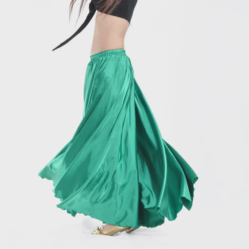 Glanzende Satijnen Lange Dansrok - Swing & Buikdans - 14 Kleuren