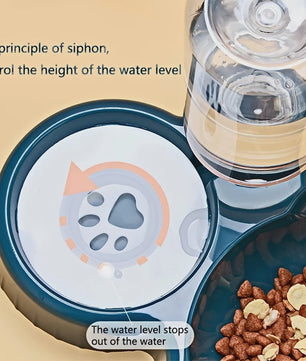 3-in-1 Kattenvoerbak met Waterdispenser en Nekbescherming - Schuin Ontwerp