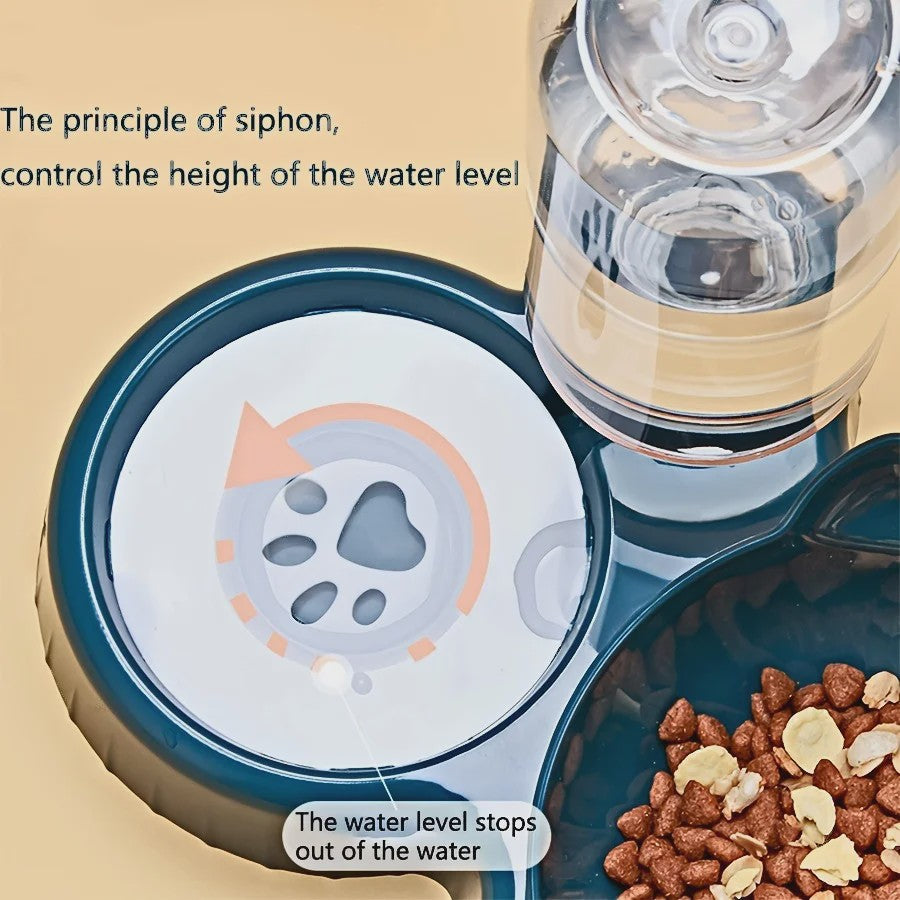 3-in-1 Kattenvoerbak met Waterdispenser en Nekbescherming - Schuin Ontwerp