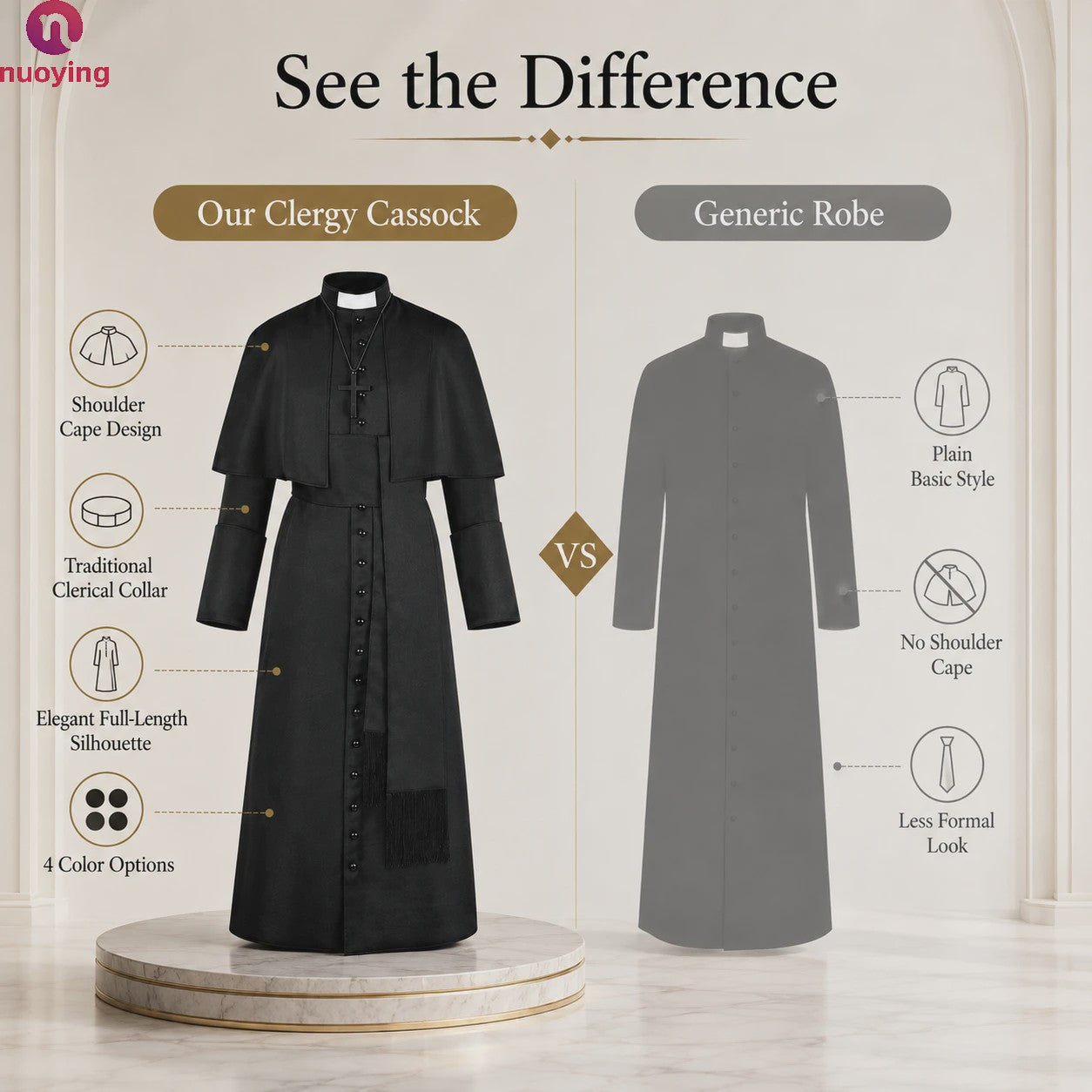 Middeleeuwse Priesterlijke Cassock Robe met Kruis & Accessoires - Retro Religieus Kostuum