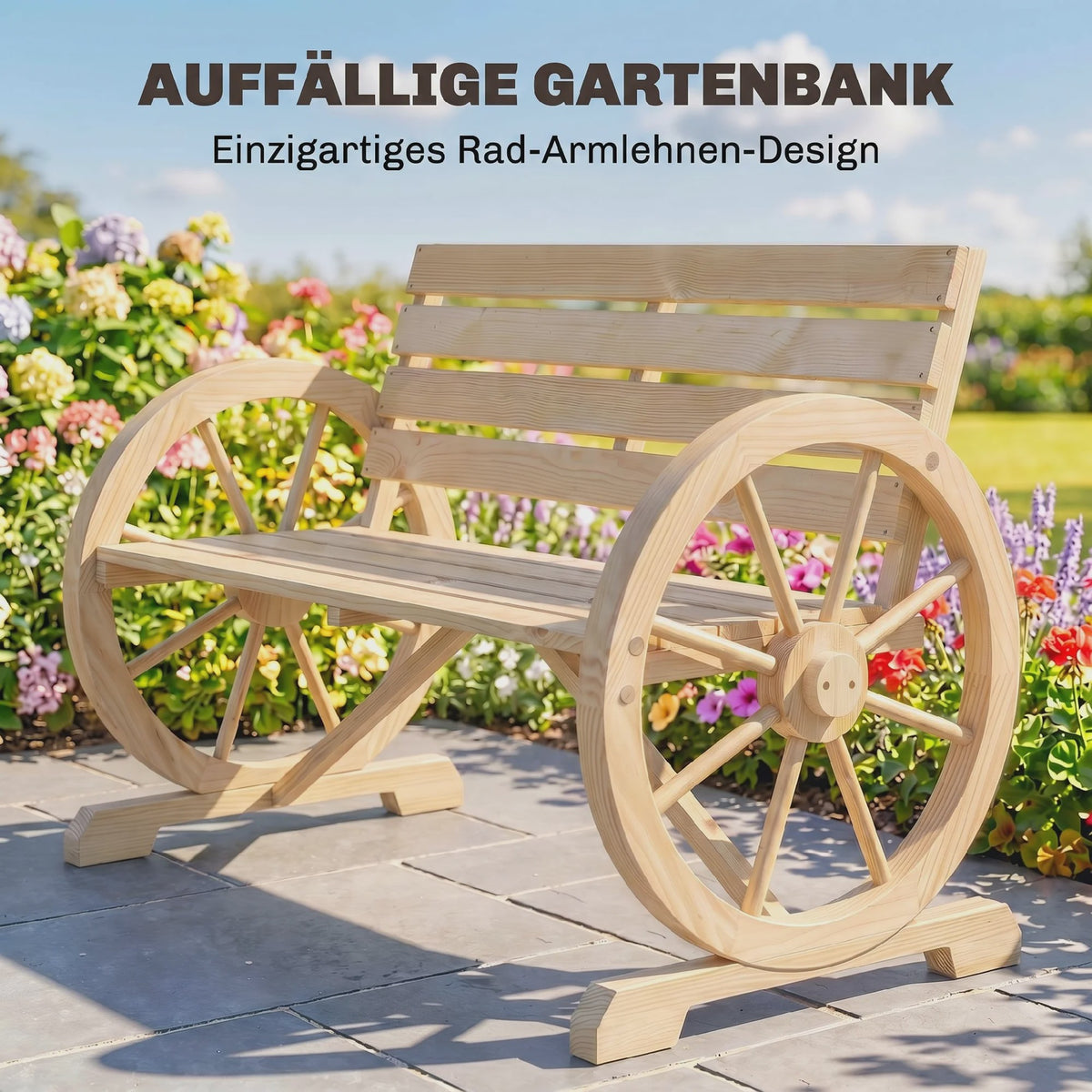 Houten Tuinbank 2-Persoons met Karwiel Design - Stevig en Duurzaam tot 240 kg