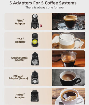 HiBREW 5-in-1 Koffiezetapparaat: Warm/Koud, Nespresso, Dolce Gusto, ESE Pod & Gemalen Koffie