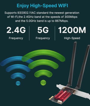 KEBIDUMEI DW1820 AC1200 PCIe WiFi Adapter met Bluetooth 4.1