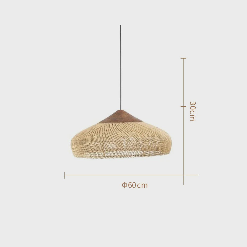 Rustieke Rotan Hanglamp Beige - Natuurlijke Wicker Plafondlamp voor Eetkamer & Woonkamer