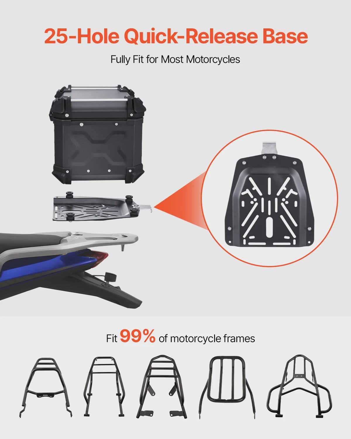 Universele Motor Topcase: Robuuste Aluminium Motorfiets Bagagebox met Waterdichte Voering