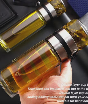 Dubbelwandige Glazen Theefles met Infuser - Lekvrij & Draagbaar