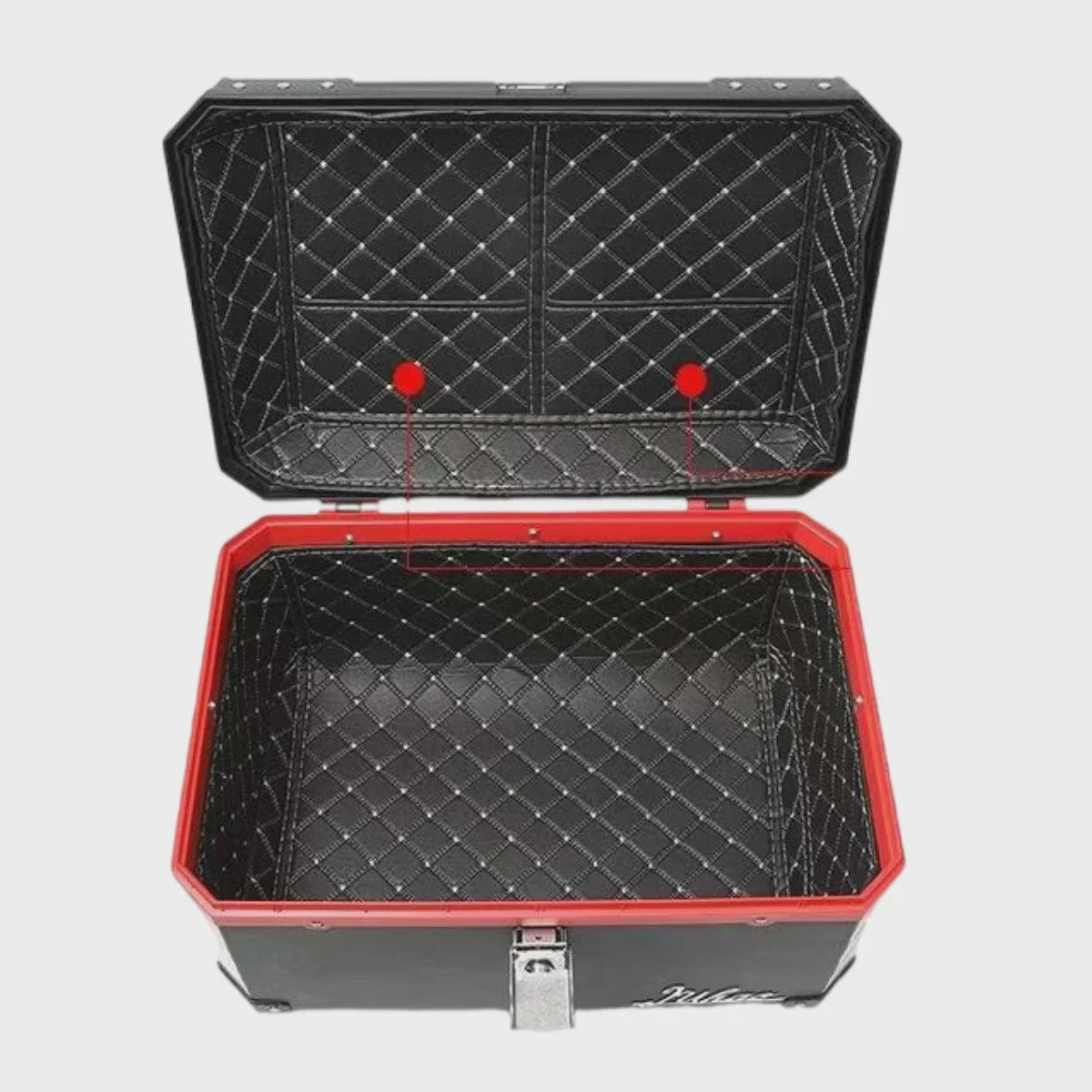 Motorbagagekoffer 68L Zwart met Interieur, Reflectoren & Montagebasis - Outdoor Ritten