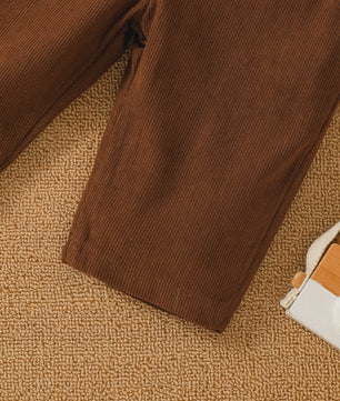 Schattige Baby Jongens Set: Sweater met Beerprint & Corduroy Overalls