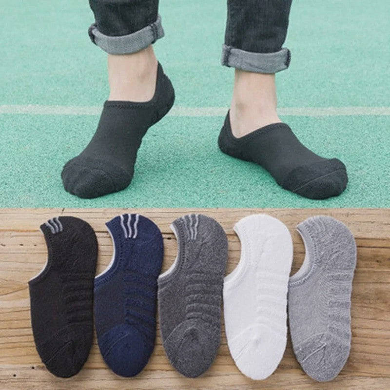 5 Paar Heren Invisible Sokken Katoen met Terry Bodem & Anti-Slip - Maat 41-45