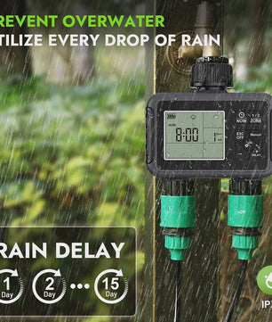Intelligente Automatische Water Timer met 2 Uitgangen voor Buiten - Programmeerbaar Irrigatiesysteem