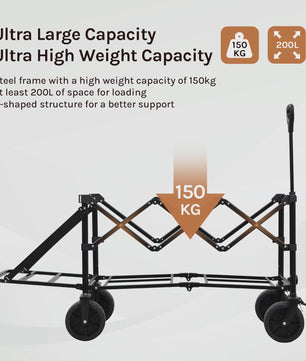 WOLTU Grote Tuinwagen 200L - Opvouwbare Handkar voor Camping, Tuin & Strand