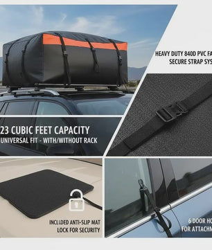 Waterdichte Dakkoffer Tas 23 Cubic Feet - Duurzaam 840D PVC met Slot & Anti-slip Mat