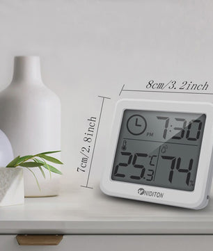 NIDITON Digitale Klok met Temperatuur & Vochtigheidssensor - Stijlvol voor Huis, Keuken & Kantoor