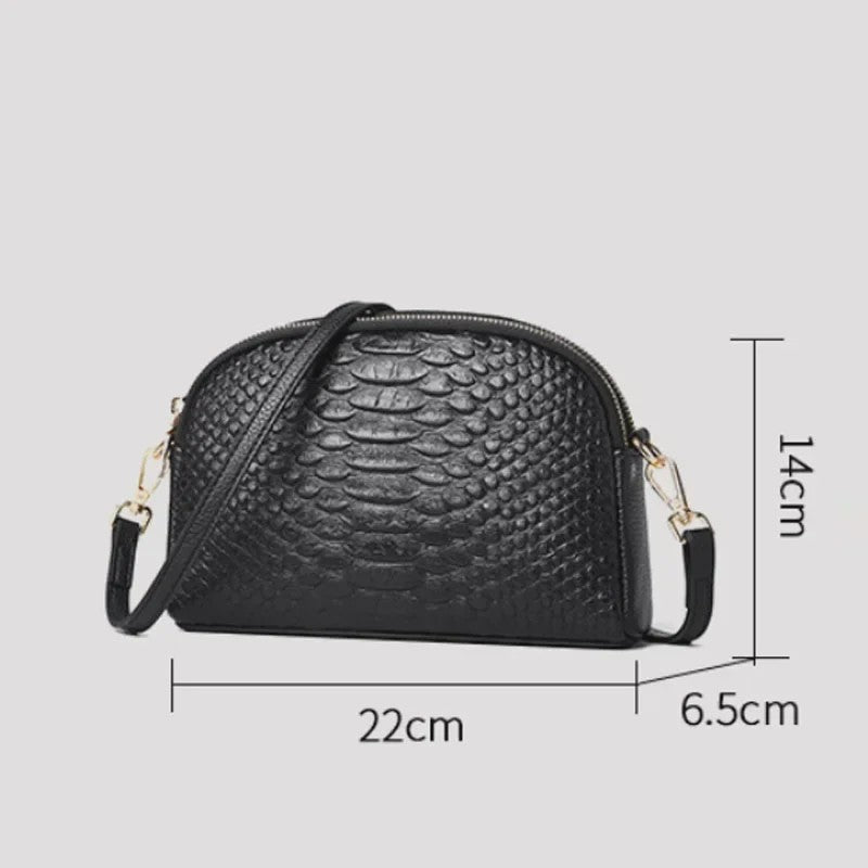 Luxe Dames Schoudertas Crossbody Tas met Crocoprint van Echt Leer