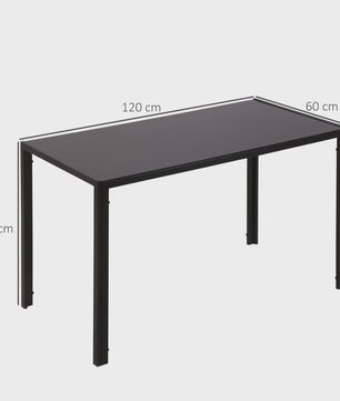 HOMCOM Rechthoekige Eettafel voor 4 Personen - 120x60x75 cm - Keukentafel met Gehard Glazenblad en Stalen Poten
