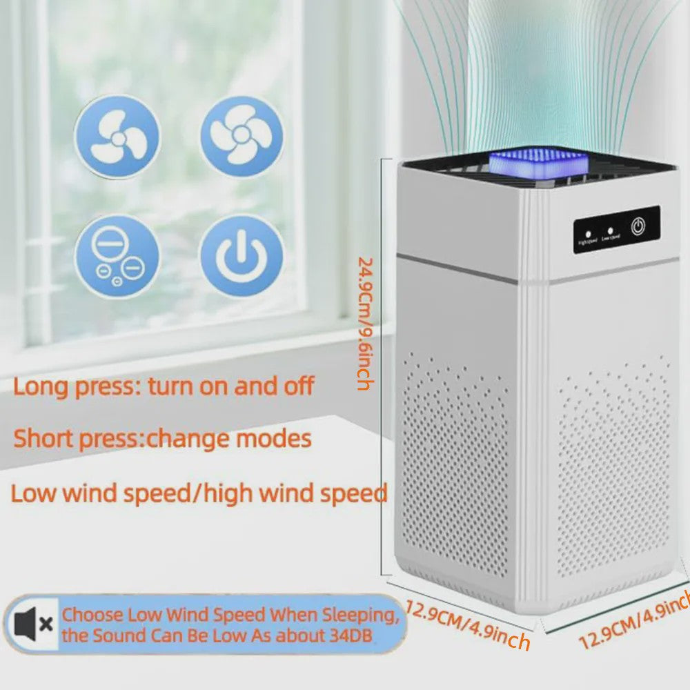 Luchtreiniger met Aromatherapie, 360° Inlaten, Laag Geluidsniveau (34dB) & 3 Snelheden