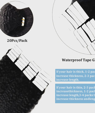 Tape In Kinky Straight Haarverlenging - 100% Braziliaans Remy Menselijk Haar - Zwart