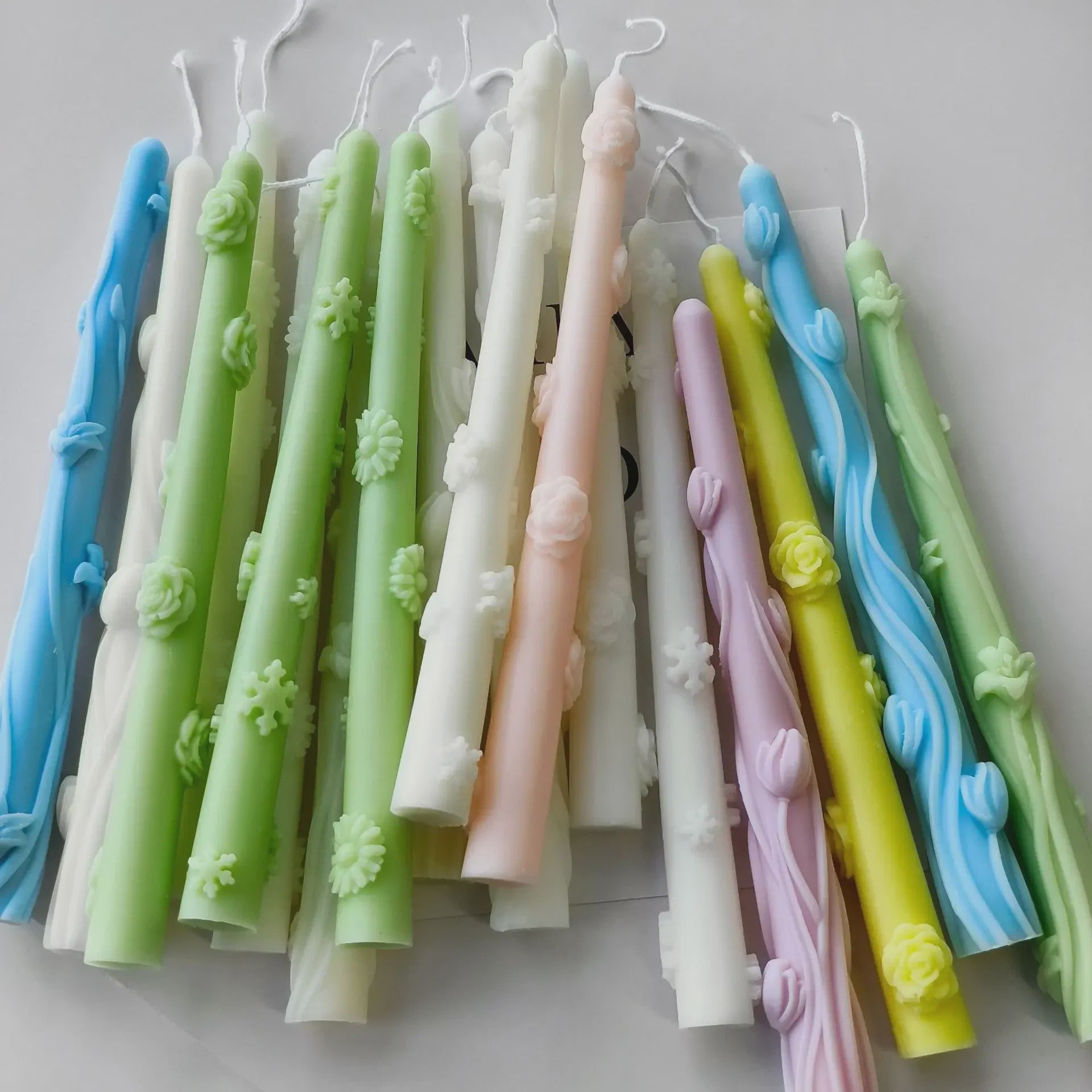 Handgemaakte Lange Kaars Siliconen Mal - Creatieve Bloem & Tak Decoratie - DIY Kaarsen Maken