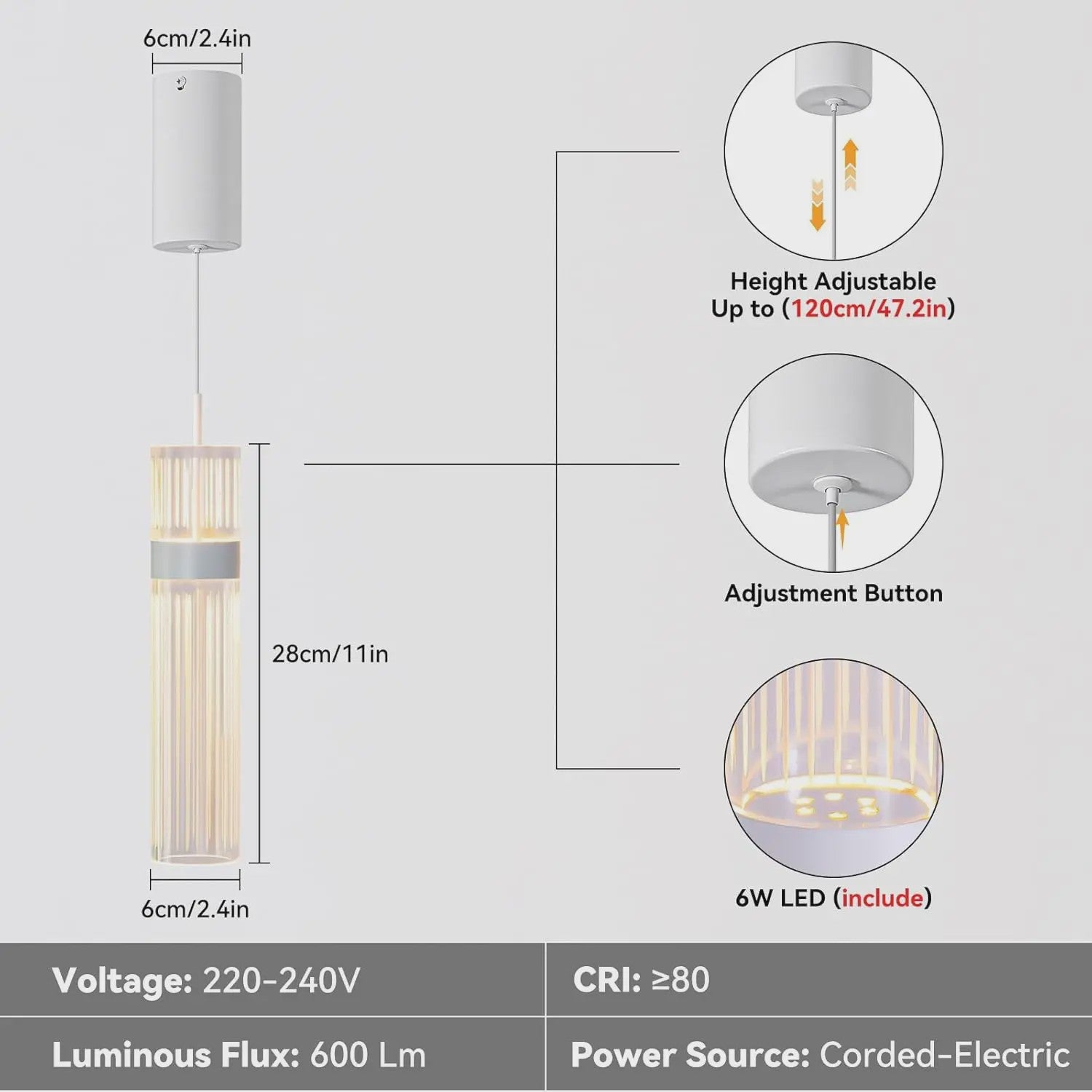 Moderne Cilinder Hanglamp - Verstelbare Kleurtemperatuur (3000K-6500K)