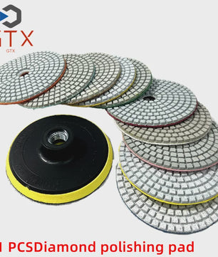11-delige Diamant Polijstschijven Kit 100mm - Nat/Droog Gebruik voor Steen, Beton & Marmer