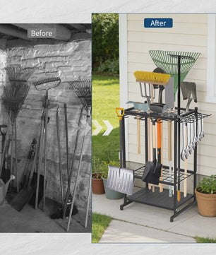 Gereedschap Organizer Tuin - 3 Laags Opbergrek met Mand voor Garage & Tuin