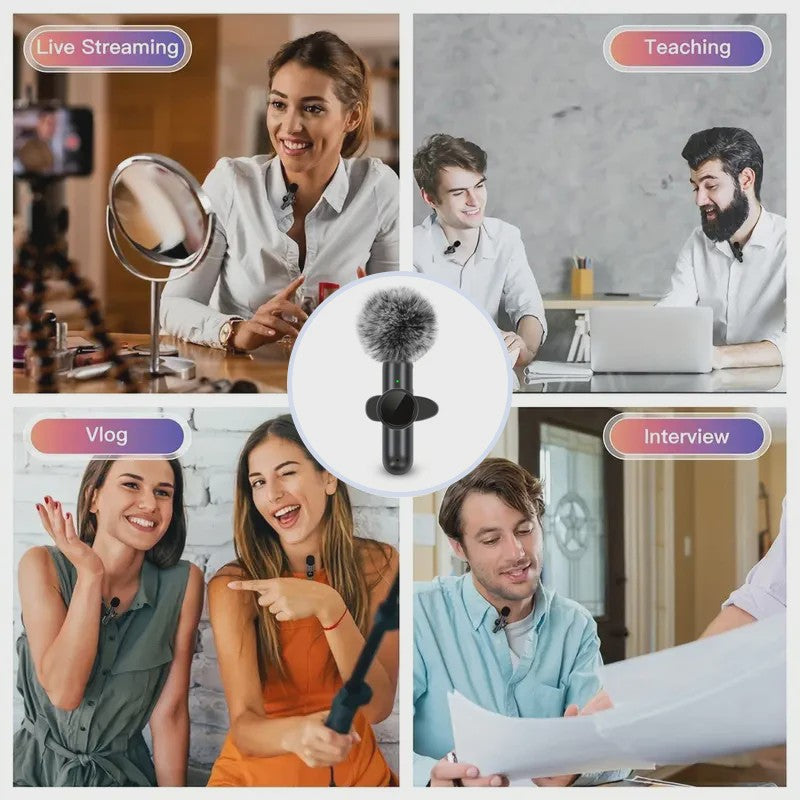 Draadloze Lavalier Microfoon met Windkap - Mini Clip-on voor Smartphone Vlog & Live Streaming
