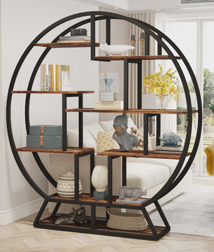 Industriële Ronde Boekenkast met Verspringende Planken - 160 cm Hoog