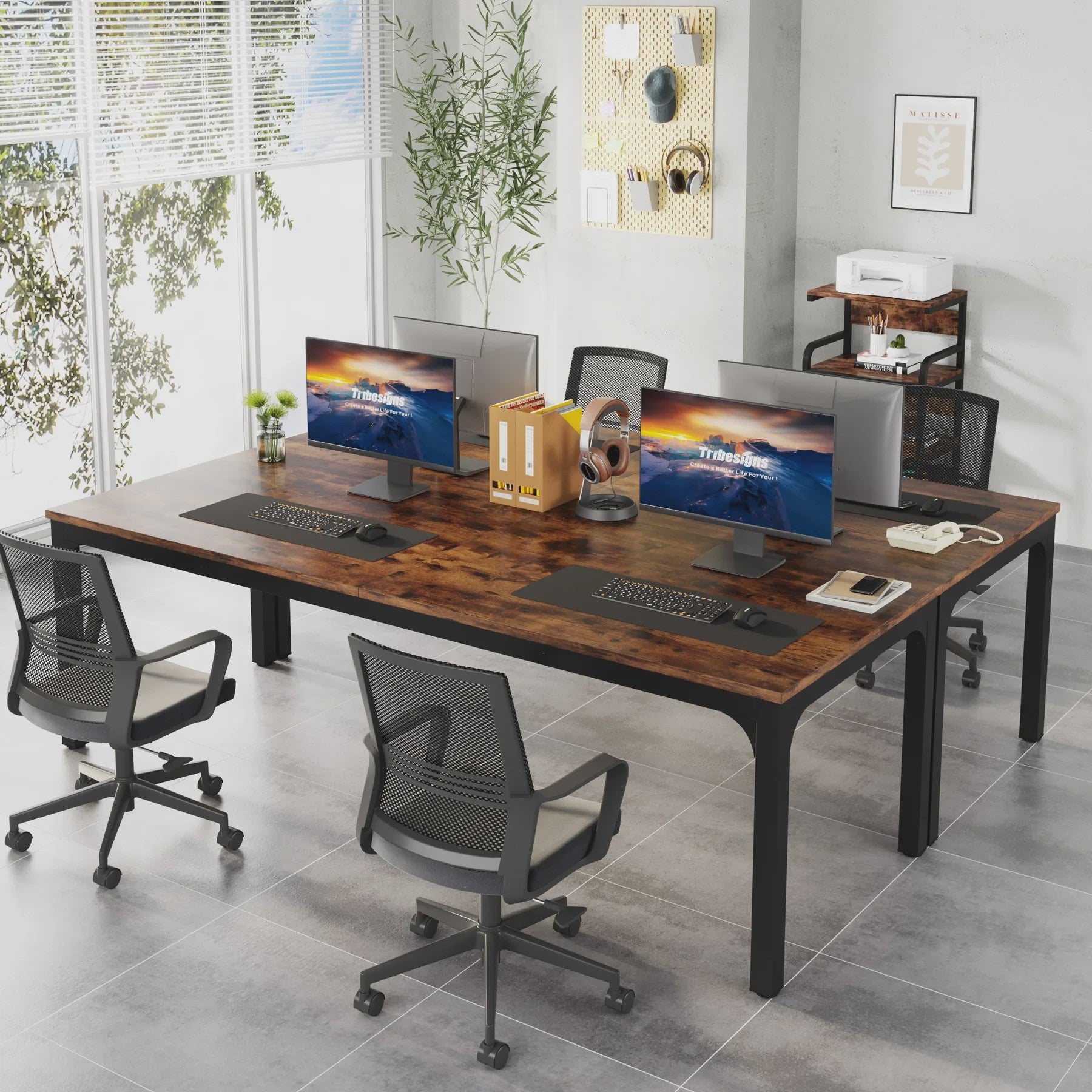 Extra Lange Bureau voor 2 Personen (200 cm) - Dubbel Werkstation voor Thuis of Kantoor